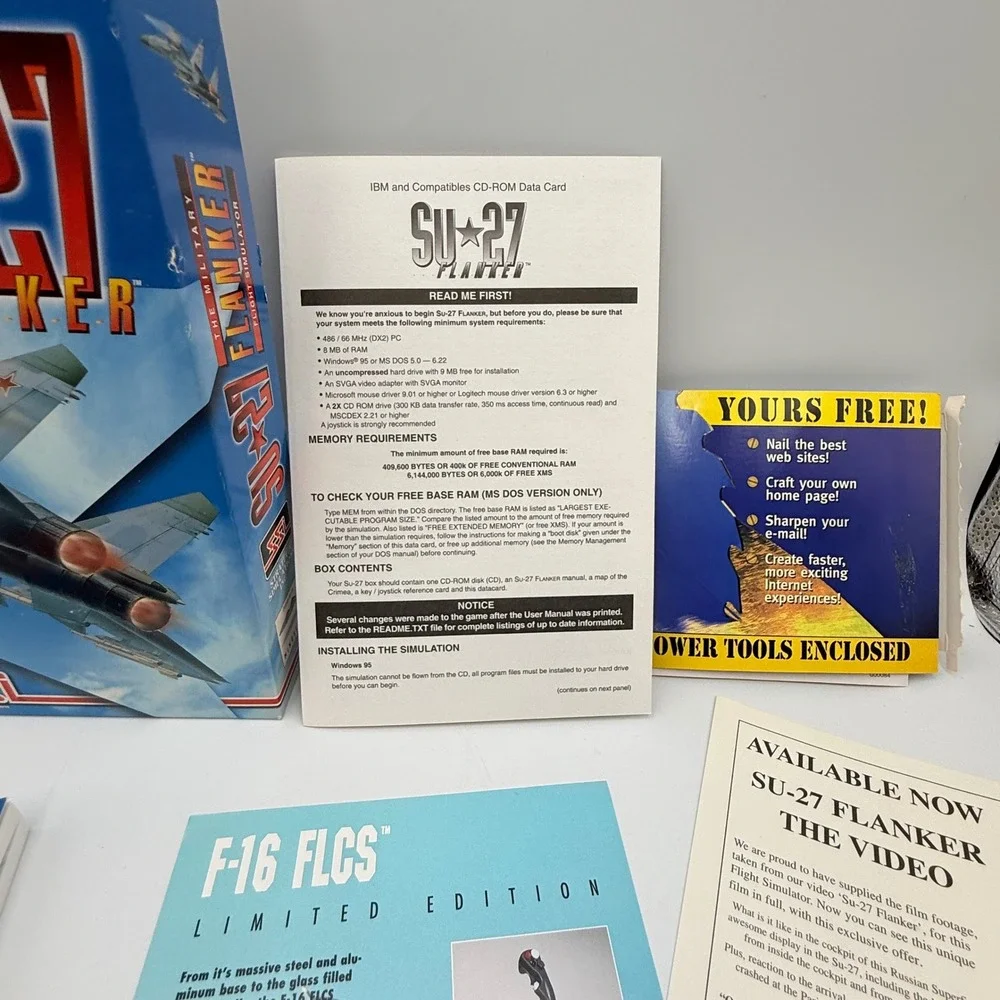 SSI SU-27 Flanker The Military Flight Simulator PC Big Box DOS Windows 95 1995
